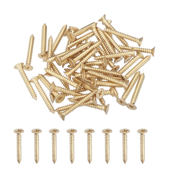 Uxcell 50Pcs ST5 x 35mm Pan Head Self Tapping Screws for Metal, Gold