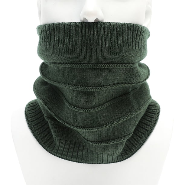Bufanda de invierno cálida y protectora para ambos sexos, cuello alto, hilo grueso, color liso y cubrecuello, bufanda de poliéster para mujer.