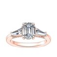 thumbnail image 1 of 0.90 T.C.W Emerald Shape Natural Diamond Latest Design Three Stone Wedding Ring for Ladies Solid 14K Rose Gold Size 8, 1 of 8