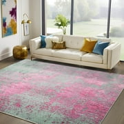 Lochas Abstract Area Rug Soft Modern Rugs for Living Room Bedroom Home Decor Indoor Carpet,4'x6',Pink/Green