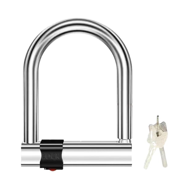 Candado de seguridad en forma de U para bicicleta, de acero inoxidable, resistente al agua y al desgaste. con 2 llaves