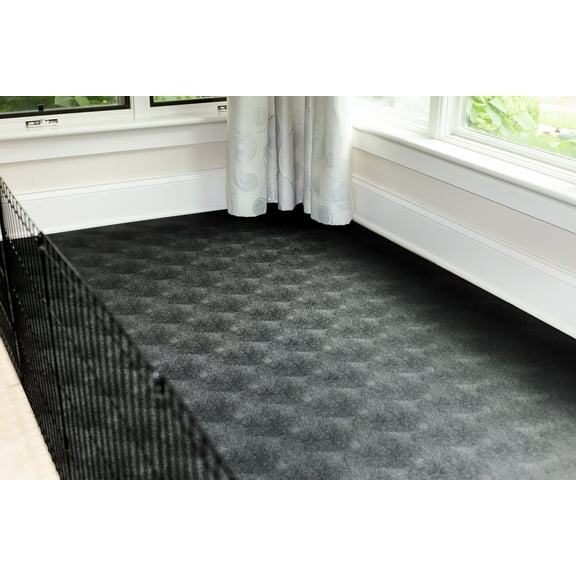 G-Floor 7.5' x 17' Vinyl Levant Pet Friendly Carpet Protector for Dogs & Cats - Midnight Black