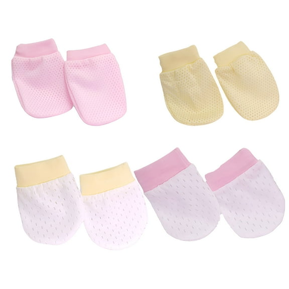 TELOLY Baby Mittens Mesh Adjustable: 4 Pairs Soft Infant No Scratch Mittens Baby Gloves Infant Mittens