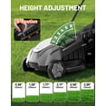 thumbnail image 2 of Litheli 40V Cordless Electric Lawn Mower, 18-Inch, Brushless Motor, 6-Position Height Adjustment, with 2 x 5.0Ah Battery, for Lawns & Gardens, 2 of 9