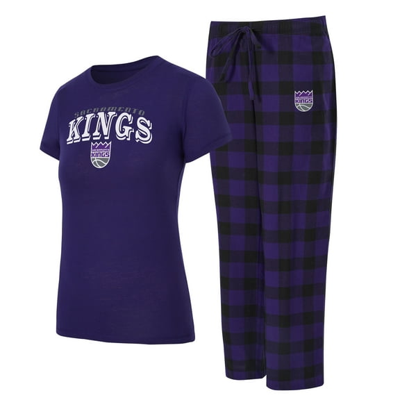 Women's Concepts Sport Purple/Black Sacramento Kings Avondale T-Shirt & Pants Flannel PJ Set
