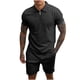 thumbnail image 1 of Hombres Casual Sólido Turndown Zip Pullover Deportes Traje de manga corta Pompotops oipoqjl51404, 1 of 4