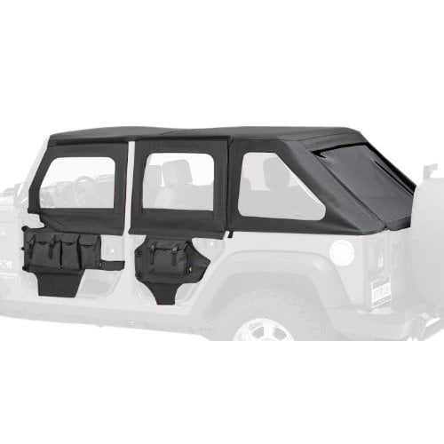 Bestop 51805-35 Jeep Wrangler 2- or 4-Door Highrock 4X4 Element Front Doors  Upper Fabric Half-Door Set, Black Diamond 