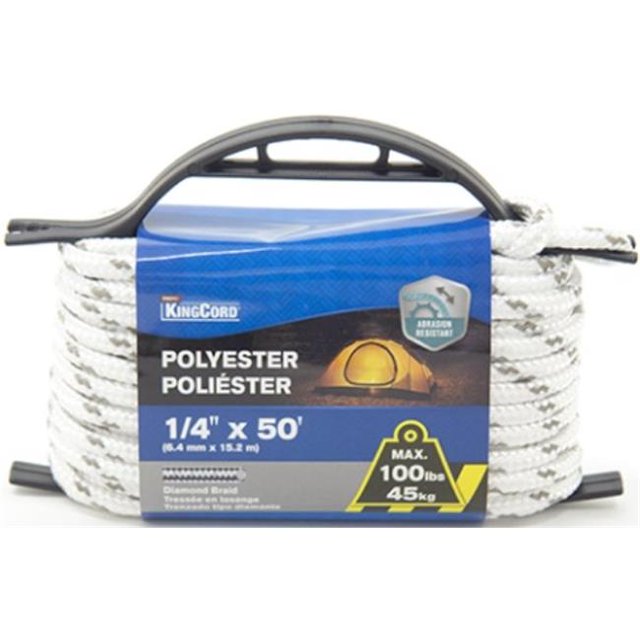 Mibro 342771BG 0.25 in. x 50 ft. Gray & White Polyester Diamond Braid Rope