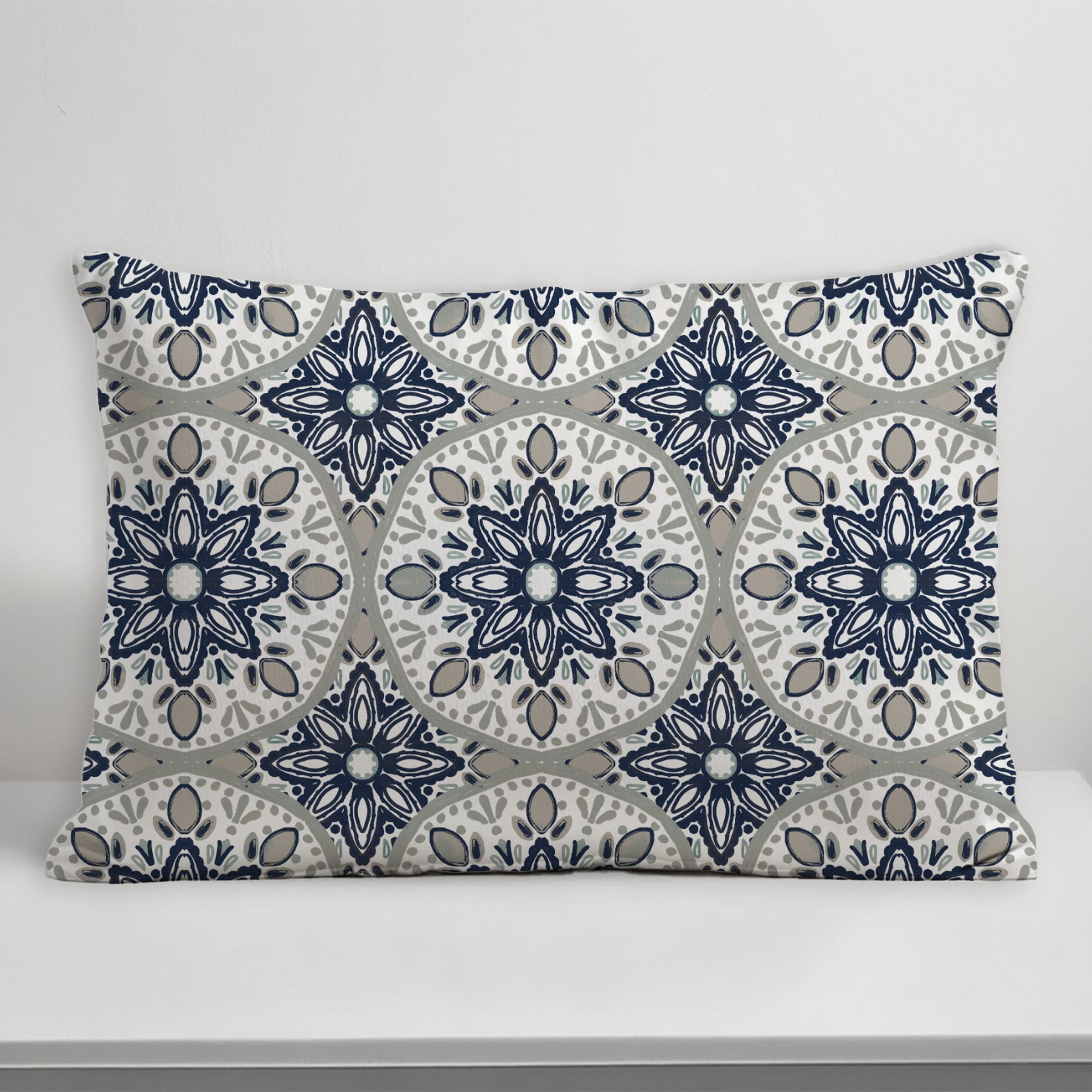 Creative Products Faded Blue Gray Medallions 14x20 Indoor / Outdoor Pillow