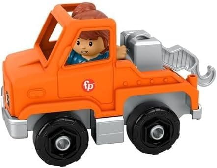 Fisher-Price Little People Vehicles and Figure Bundle with Fire Truck, Tractor, Electric Car and Toy Truck Pack of 4