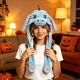 thumbnail image 2 of HAIJIE 1PC Funny Plush Animal Hat Ear Moving Jumping Hats Cute Cap Unisex Gift for girls boys Adults Party Halloween Christmas (Blue), 2 of 4
