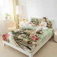 thumbnail image 4 of Manfei Teens Vintage Train Bed Sheets, Steam Engine King Sheets, Christmas Poinsettia Flower Sheet Set, Ultra Soft Home Decor, 4pcs, 4 of 7