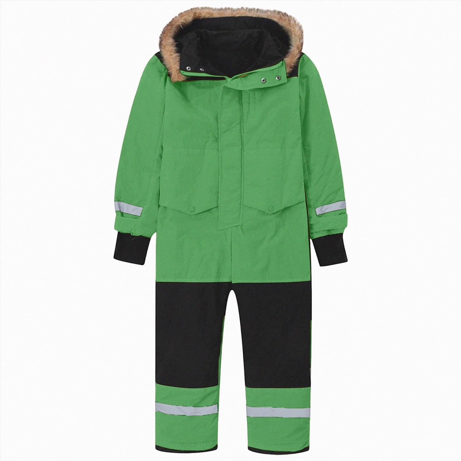 Gubotare Kids Snow Suit Kids Girls Boys One Piece Snowsuits Ski Suits High Collar Hood Double Zipper Jumpsuits Winter Waterproof Jackets Size 6-7 (Green,6-7 Years)