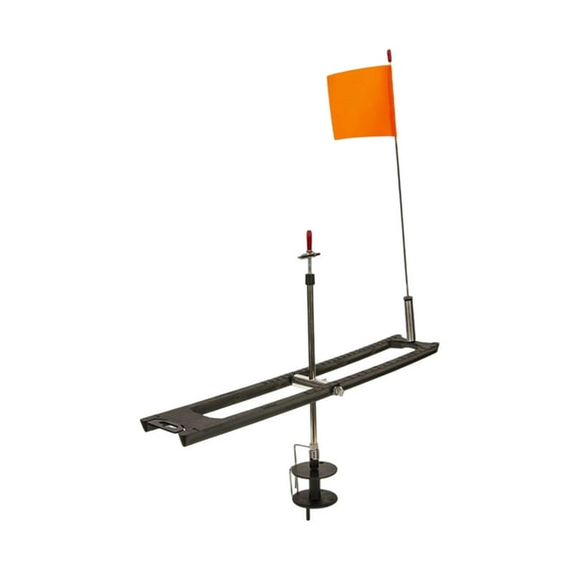 S SERENABLE Canne à Pêche sur Glace avec Pointe, Matériel de Pêche Pliable Portable avec Drapeaux de Canne Orange