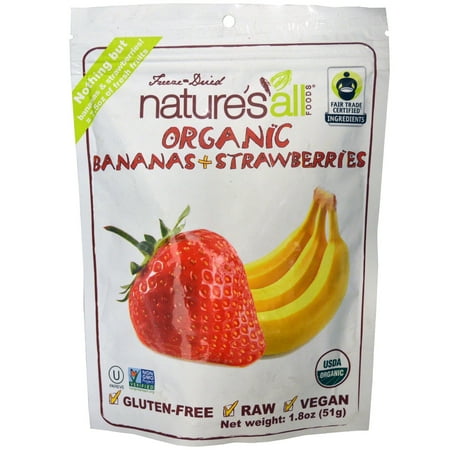 Frozen Strawberries - Natierra Nature's All , Organic Bananas + Strawberries, 1.8 oz(pack of 2)