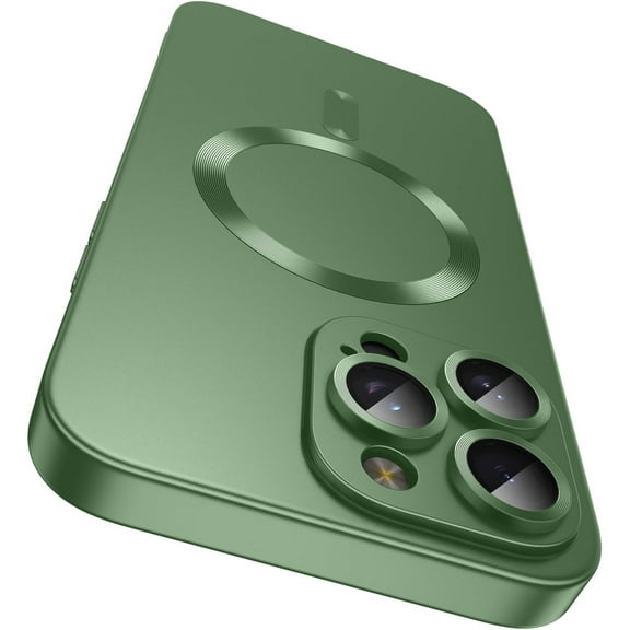 Magnetic for iPhone 14 Pro Max Case [Compatible with MagSafe][Built-in Camera Lens Protector] Slim Soft TPU Bumper Shockproof Metallic Phone Case (Green)