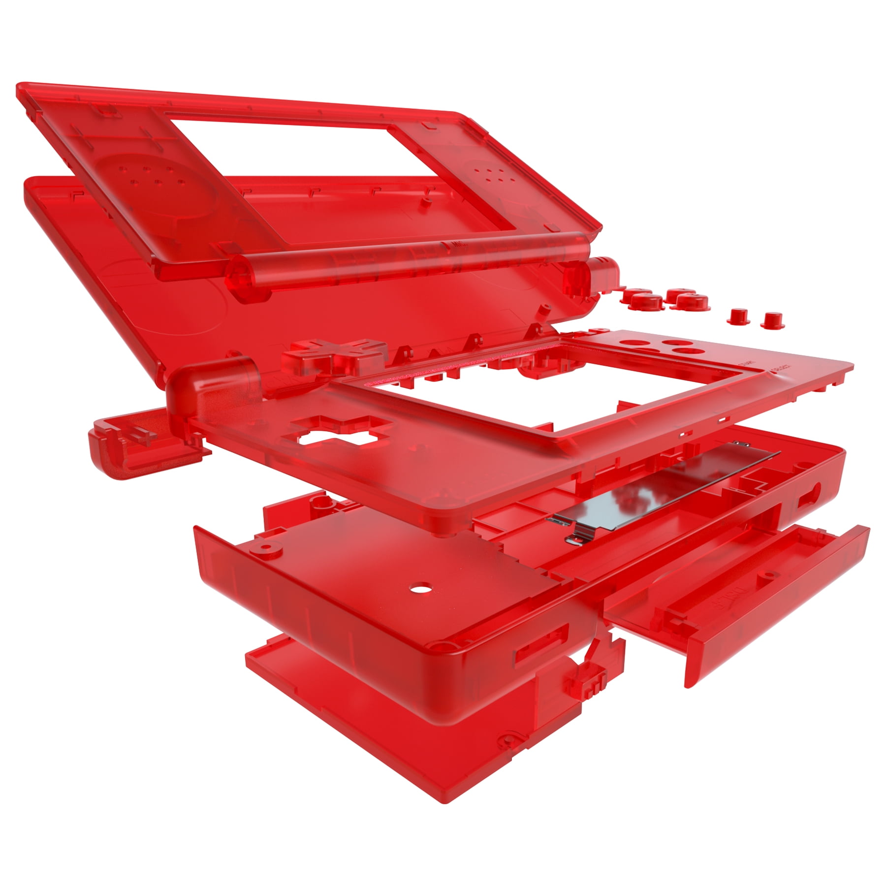 eXtremeRate Clear Red Full Shell Kit for Nintendo DS Lite 