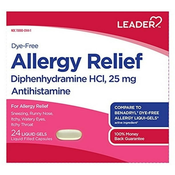 Leader DyeFree Allergy Relief, 24 ea