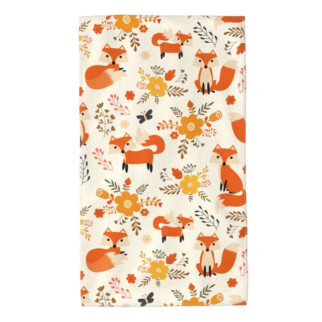 Fotbe Flower Fox Toalla Premium con Patrón, Toalla de Microfibra de Secado Rápido, Ligera y Altamente Absorbente (27.5x16in), Ideal para Uso Diario