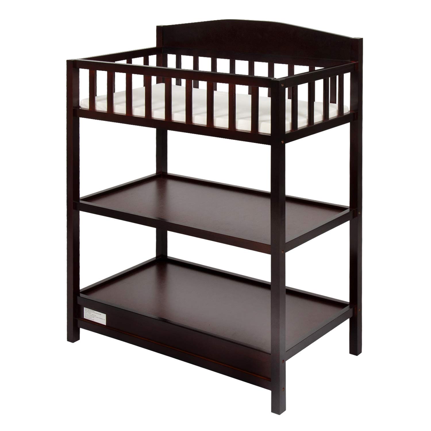 Kinbor Diaper Station, Baby Changing Table w/ Diaper Pad & Storage Racks, Brown