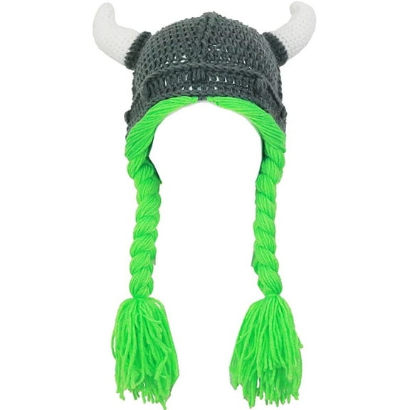 YEKEYI Kids Winter Earflap Hood Viking Knit Hat - Funny Beanie Cap for Boys and Girls