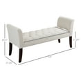 thumbnail image 3 of HOMCOM End of Bed Bench with Button Tufted Design, Upholstered Bench with Arms and Solid Wood Legs for Bedroom, Cream White, 3 of 8