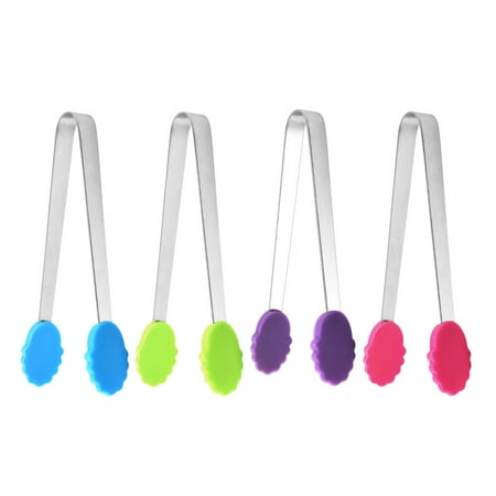 

Stainless steel silicone palm clip mini ice clip ice cube coffee milk tea shop sugar clip small food clip 4 pack