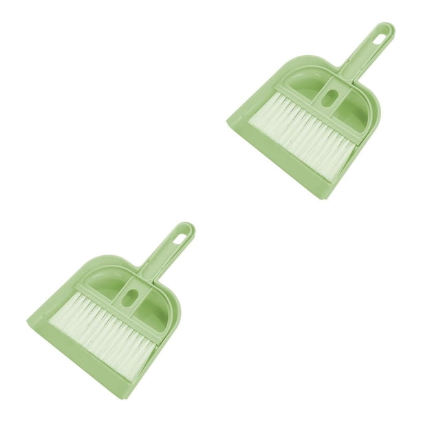 Inteprter Escoba Recogedor Plástico Barrido Sofá Cama Cepillo de limpieza interior Manual Automotriz Sala de estar Desempolvar Mini Sartén Verde Verde 2piezas Inteprter CBP443492