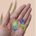 thumbnail image 3 of Apple-Tanzine Aura Quartz Raw Pencil Points Crystals (2 Pieces), 3 of 5