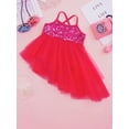 thumbnail image 5 of Aiihoo Kids Girls Sequins Ballet Tutu Dance Dress Gymnastics Camisole Leotard Asymmetrical Skirt Rose 4-5, 5 of 7