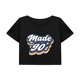thumbnail image 1 of Camiseta corta suelta para mujer, ropa sencilla de verano, camiseta recortada para ir de compras y desplazamientos SG, 1 of 7