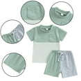 thumbnail image 2 of YTDSCS Infant Baby Boys Color Block Short Sleeve T-Shirt Tops + Elastic Waist Shorts Set 2PCS Outfit Summer Tees Shorts Tracksuit Set 6 Months -3 Years Old, 2 of 9