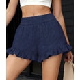 thumbnail image 5 of PRETTYGARDEN Summer Shorts for Women Boho Elastic Waist Ruffle Casual Hollow Out Embroidered Beach Bottoms with Pockets, 5 of 10