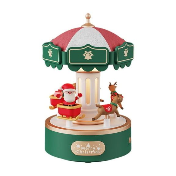 guohui Christmas Carousel Music Box Dimmable Night Light for Holiday Bedroom Indoor
