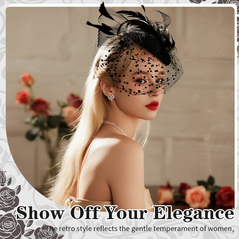 Kabuer Fascinator Hat Set for Women, Funeral Veil Hat  display picture 1