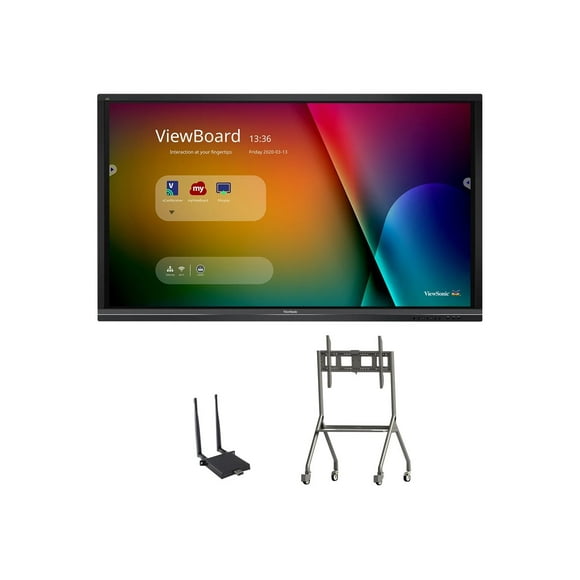 ViewSonic ViewBoard IFP7550-E4 - 75" Diagonal Class LED-backlit LCD display - interactive - with touchscreen - 4K UHD (2160p) 3840 x 2160 - with ViewSonic LB-WIFI-001 Adapter, ViewSonic VB-STND-005 Cart