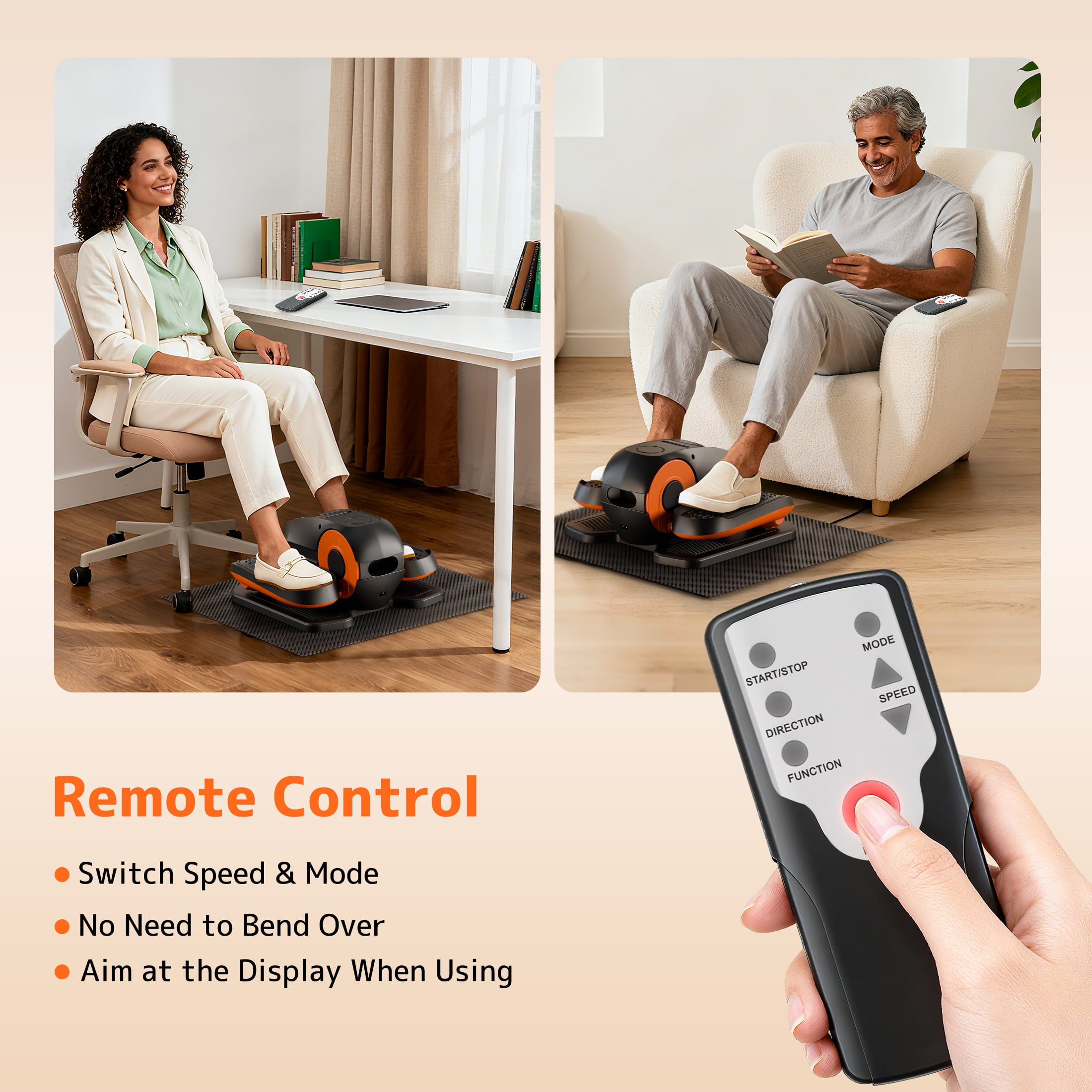 MaxAngel Under Desk Elliptical Machine - Quiet Portable Pedal Exerciser, LCD Display, Remote