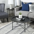 thumbnail image 4 of Kate and Laurel Razza Modern Round Metal Coffee Table, 28 x 28 x 15, Black, Stamped Metal Table For Storage and Display, 4 of 7