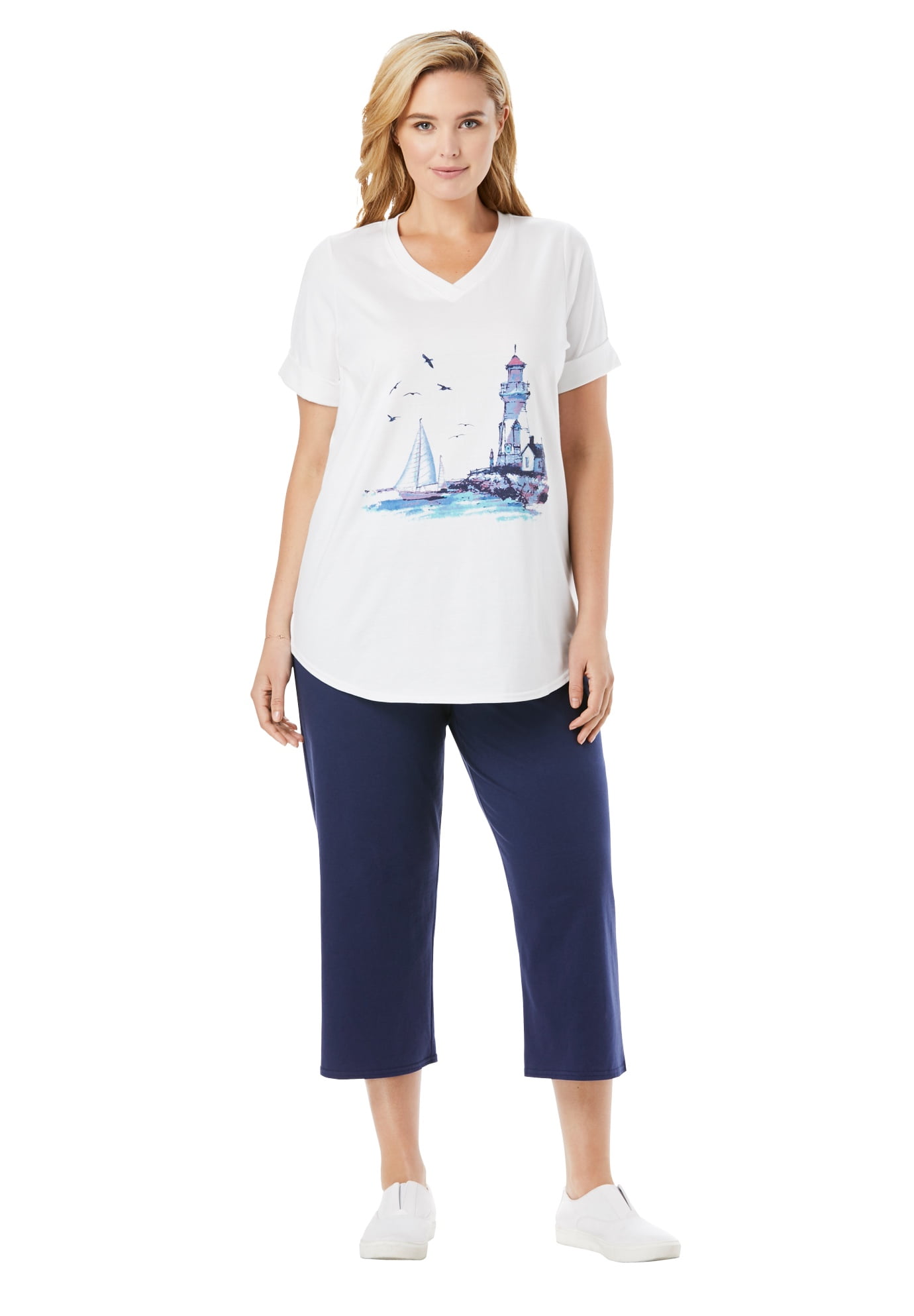 Woman Within Woman Within Women's Plus Size TwoPiece VNeck Tunic