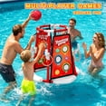 thumbnail image 6 of JoyStone 4-in-1 Floating Pool Basketball Hoop Set, Pool Toys with 4 Basketballs, Ring Toss and Sticky Ball Toss, Outdoor Summer Pool Games for Kids, Red, 6 of 10