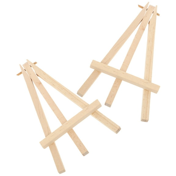 ELAYARD 2Pcs Beige Wooden Display Easels Foldable Tabletop Stand for Photos Cards and Phones