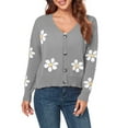 thumbnail image 4 of nine bull Cardigan Sweaters for Women Long Sleeve Floral Open Front Sweater V Neck Outwear Cardigan Knit Cable Outwear Coat, 4 of 9