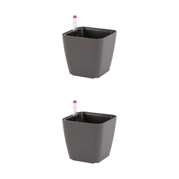 Maceta de resina Matsuzay para jardín color gris 14*13*10.5 2Conjunto