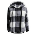 thumbnail image 4 of Womens Pullover Oversized Fuzzy Hoodie Double Fleece Sweatshirts Buffalo Plaid Outerwear, 4 of 4