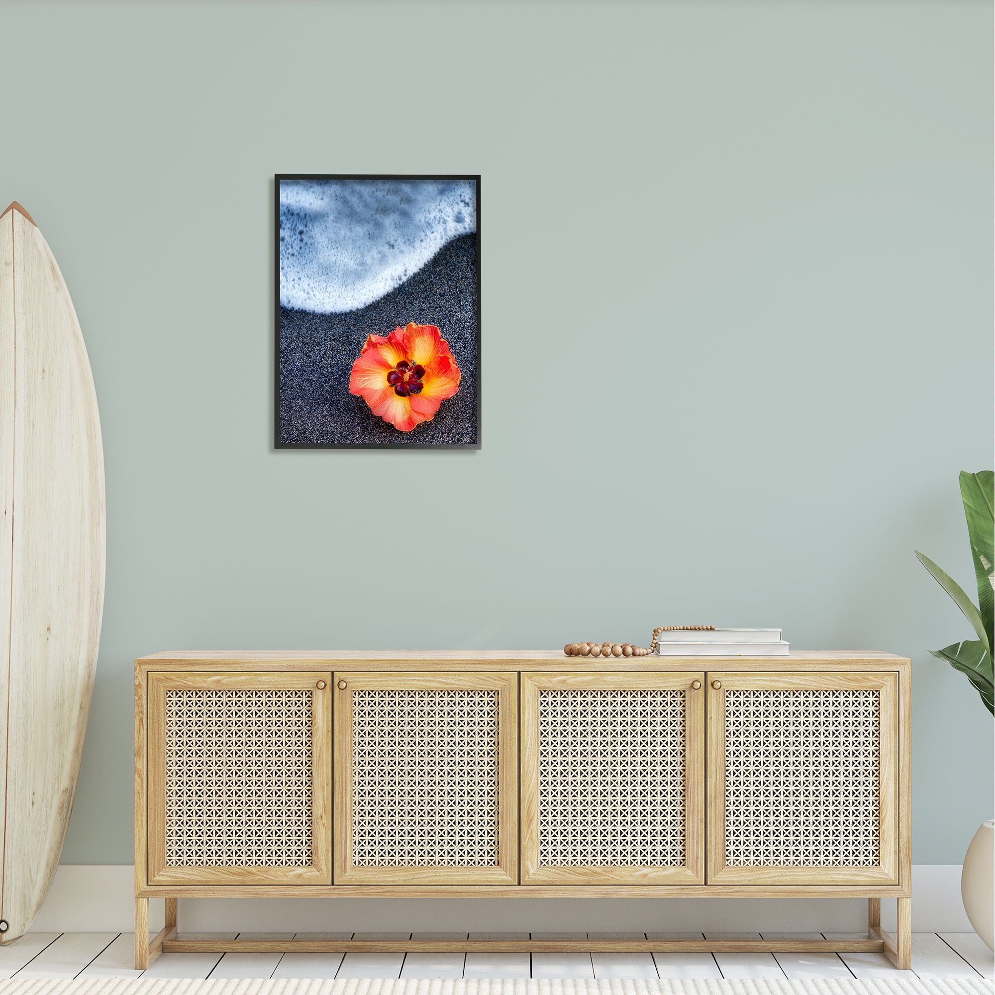 Stupell Industries Red Poppy Soothing Beach Foam Black Sand Photography , 24 x 30, Design by Dennis Frates