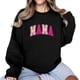 thumbnail image 5 of Sudadera Penkiiy Mama Mujer Oversize Glitter Patch Mama Crewneck Sudaderas Mama Print Manga Larga Moda Suelta Pullver S Negro, 5 of 7