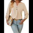 thumbnail image 3 of Camisas Holgadas de Larga Tipo Farol para Mujer, Blusas con Puños Fruncidos para el Trabajo, Blusas de Otoño. Albaricoque XXL, 3 of 10