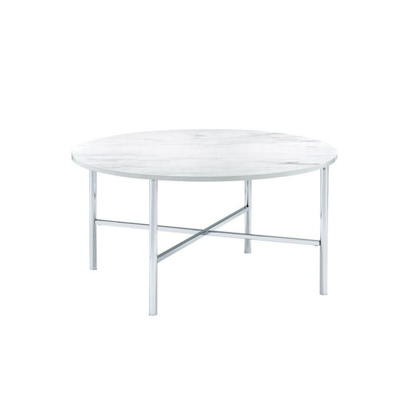 FurniFact Elegant Coffee and End Table Set for Living Room, 3-Piece Chrome Finish