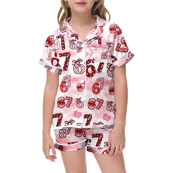 oqasdz Girls Pajamas Long Sleeve Cute Print Loungwear Home Outfit for Kids and Toddler Casual Sleepwear Comfort Soft Pajama Set