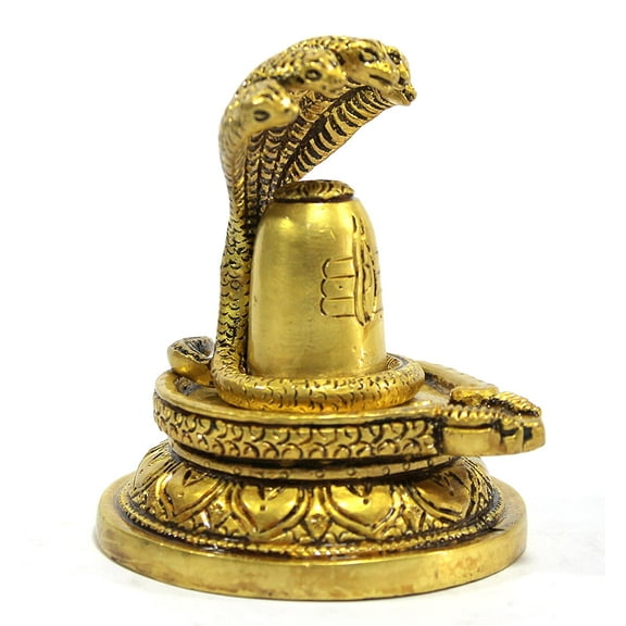 eSplanade - Shivling with Shesh Naag Shiva Lingam Shiv Ling Sheshnag | Idol Murti Statue Sculpture | Pooja Articles - Home Decor | Brass - 4" Inches